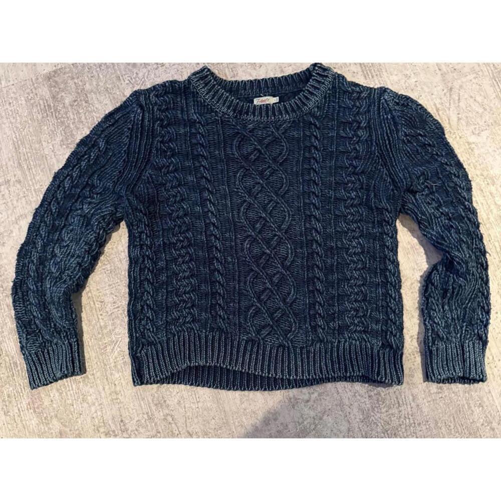 Faherty Women's Blue Cable Knit Crewneck Sweater Size L